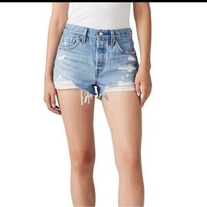 Levi's 501 Women's High-Rise Distressed Cut-Off Denim Shorts. Size 32